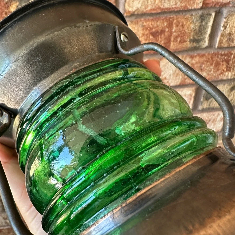 Vintage Style Nautical Copper Green Glass Fresnel Lens Ship Lantern 7.5 Inch
